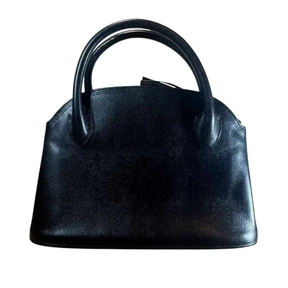 VALENTINO GARAVANI Black Saffiano Leather Bowler Dome Top Handle Bag Vtg Auth